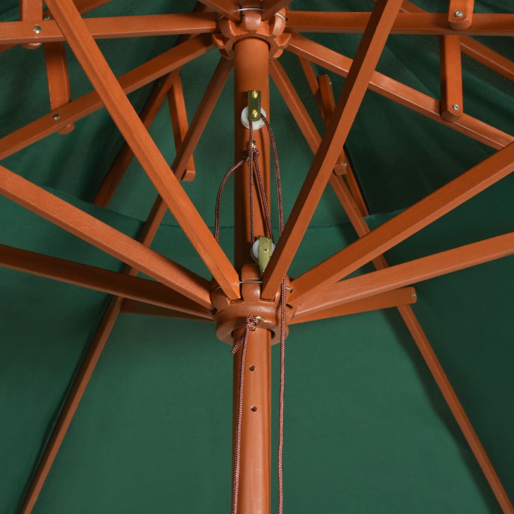 vidaXL Umbrelă de soare dublă, 270x270 cm, stâlp de lemn, verde vidaXL Umbrelă de soare dublă, 270x270 cm, stâlp de lemn, verde
