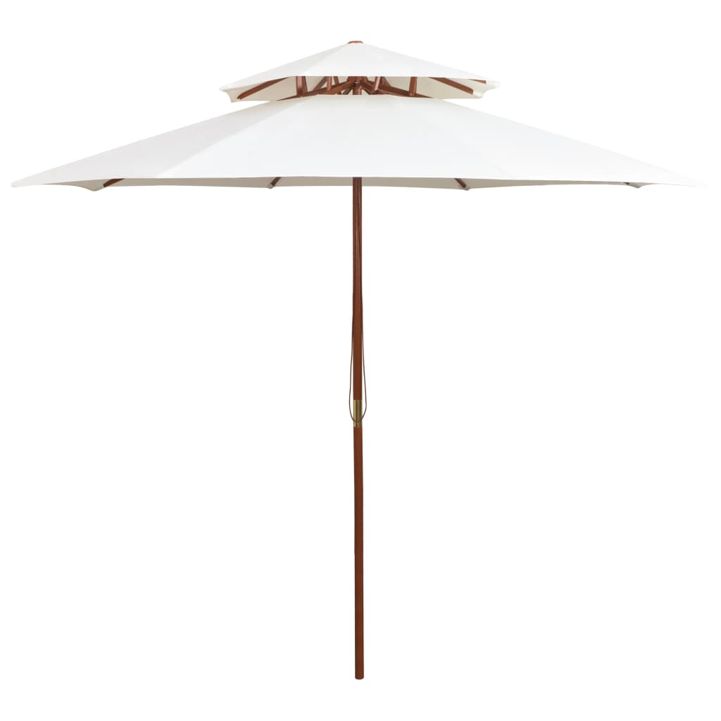 vidaXL Umbrelă de soare dublă, 270x270 cm, stâlp de lemn, alb crem vidaXL Umbrelă de soare dublă, 270x270 cm, stâlp de lemn, alb crem