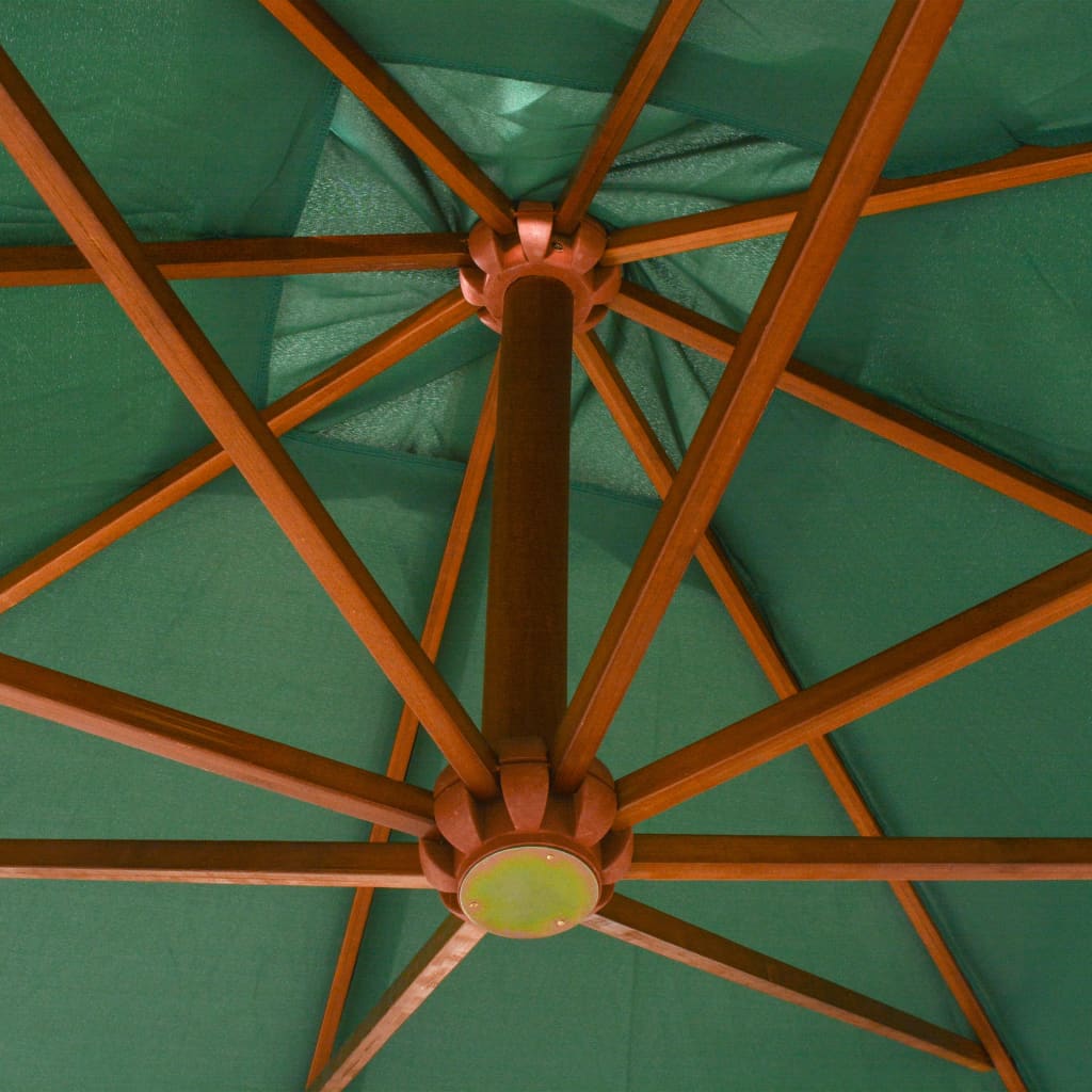 vidaXL Umbrelă de soare suspendată, stâlp de lemn, 300x300 cm, verde