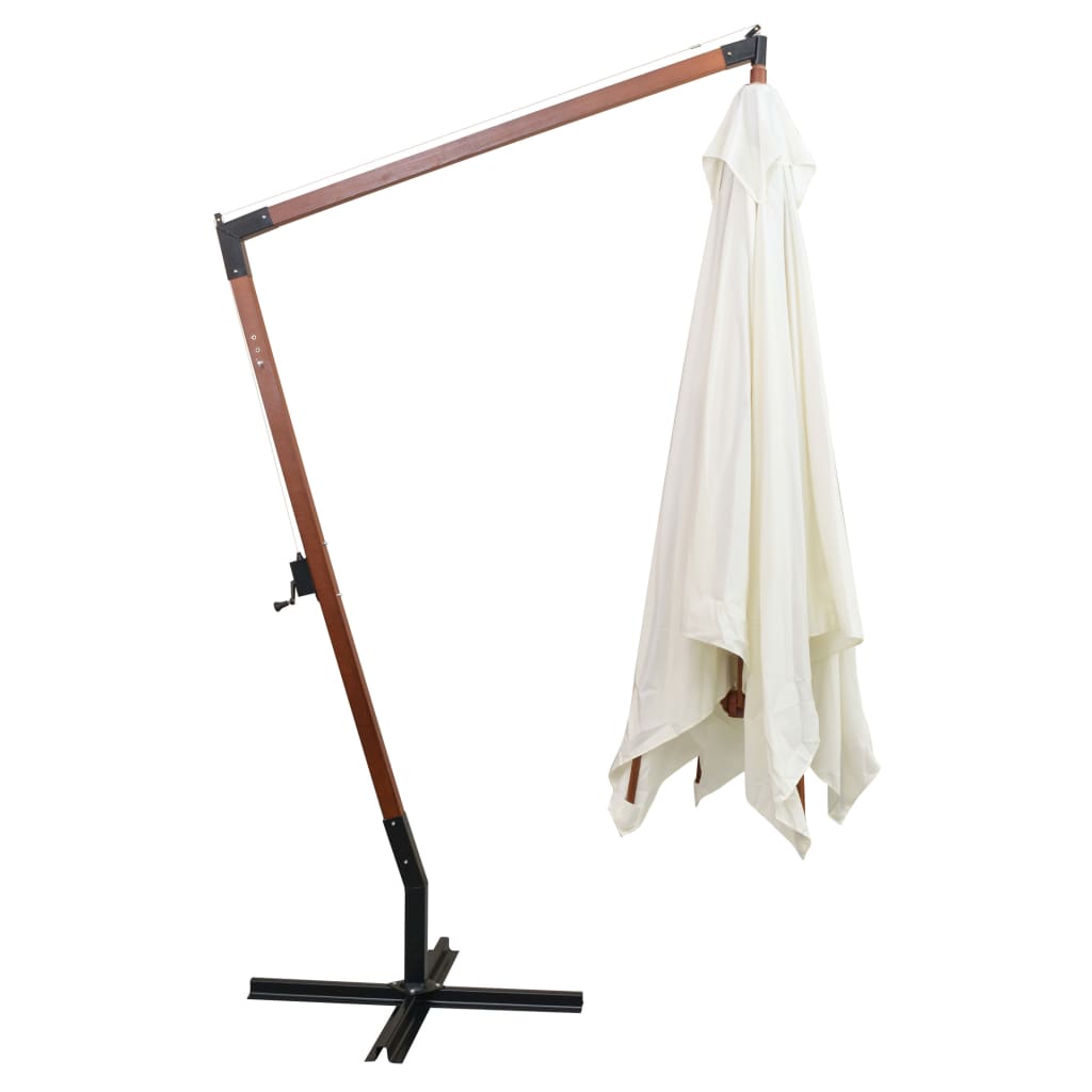 vidaXL Umbrelă de soare suspendată cu stâlp de lemn, 300x300 cm, alb vidaXL Umbrelă de soare suspendată cu stâlp de lemn, 300x300 cm, alb