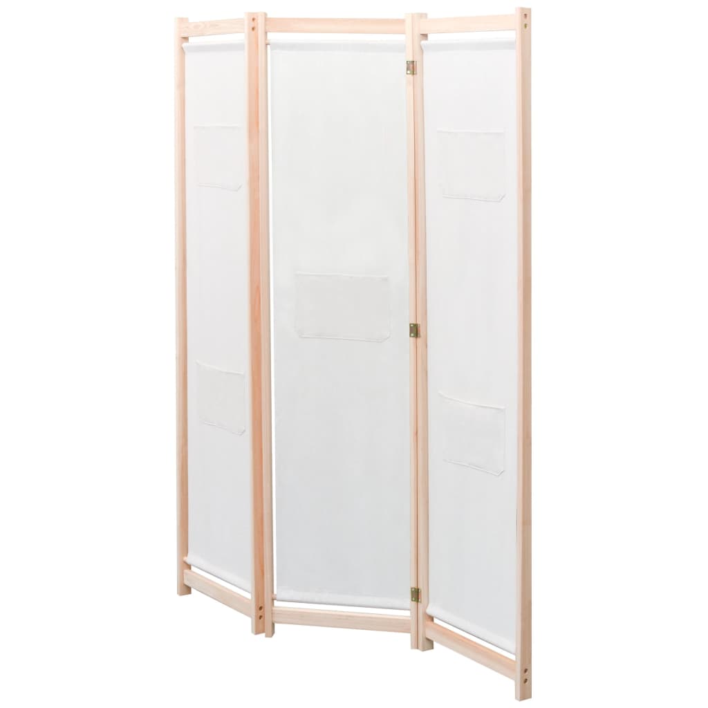 vidaXL Paravan de cameră cu 3 panouri, crem, 120x170x4 cm, textil vidaXL Paravan de cameră cu 3 panouri, crem, 120x170x4 cm, textil