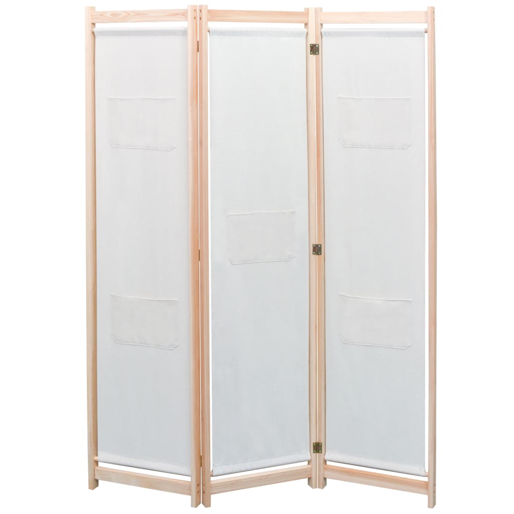 vidaXL Paravan de cameră cu 3 panouri, crem, 120x170x4 cm, textil vidaXL Paravan de cameră cu 3 panouri, crem, 120x170x4 cm, textil
