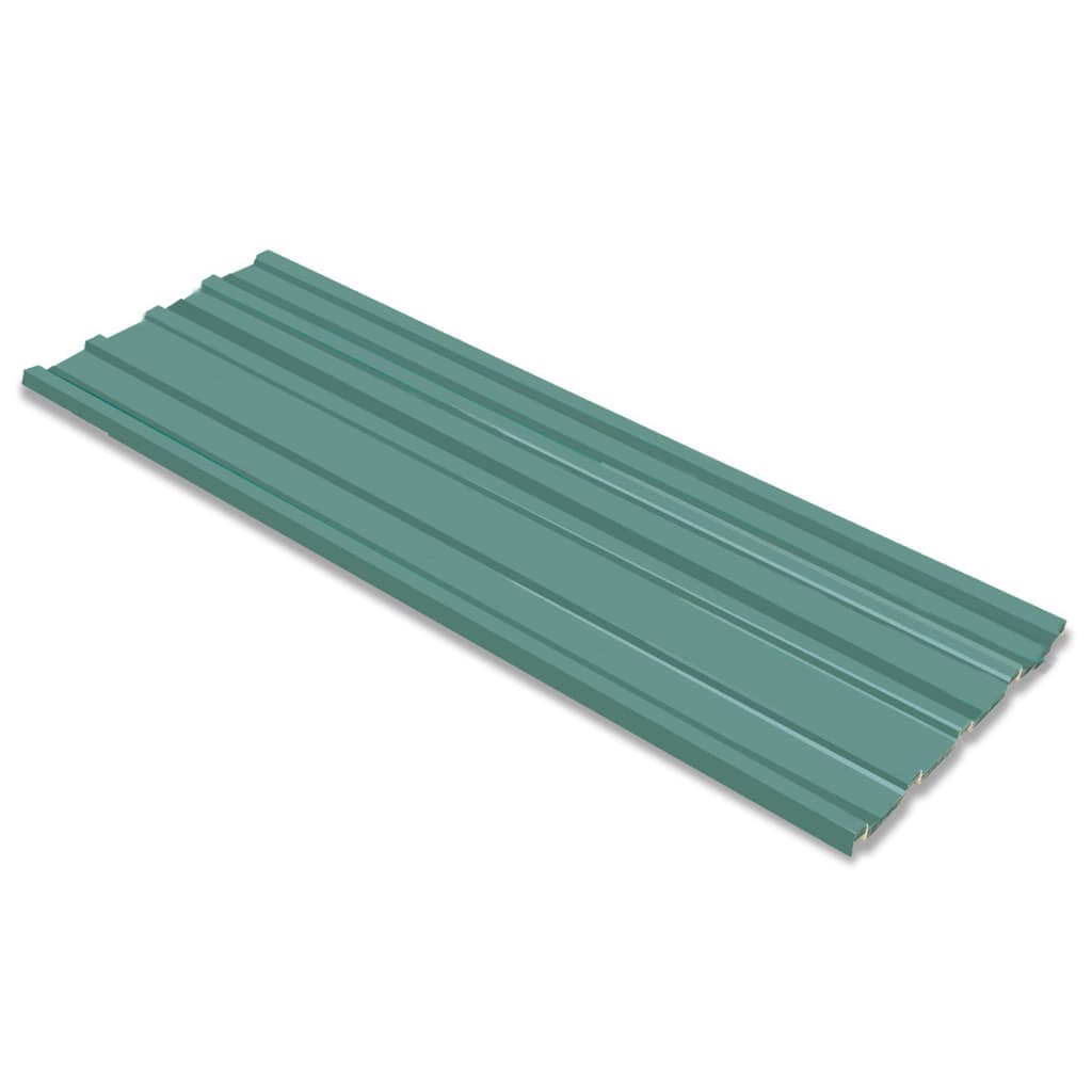 vidaXL Panouri pentru acoperiș, 12 buc., verde, oțel galvanizat vidaXL Panouri pentru acoperiș, 12 buc., verde, oțel galvanizat