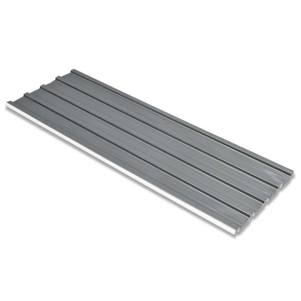 vidaXL Panouri pentru acoperiș, 12 buc., gri, oțel galvanizat vidaXL Panouri pentru acoperiș, 12 buc., gri, oțel galvanizat