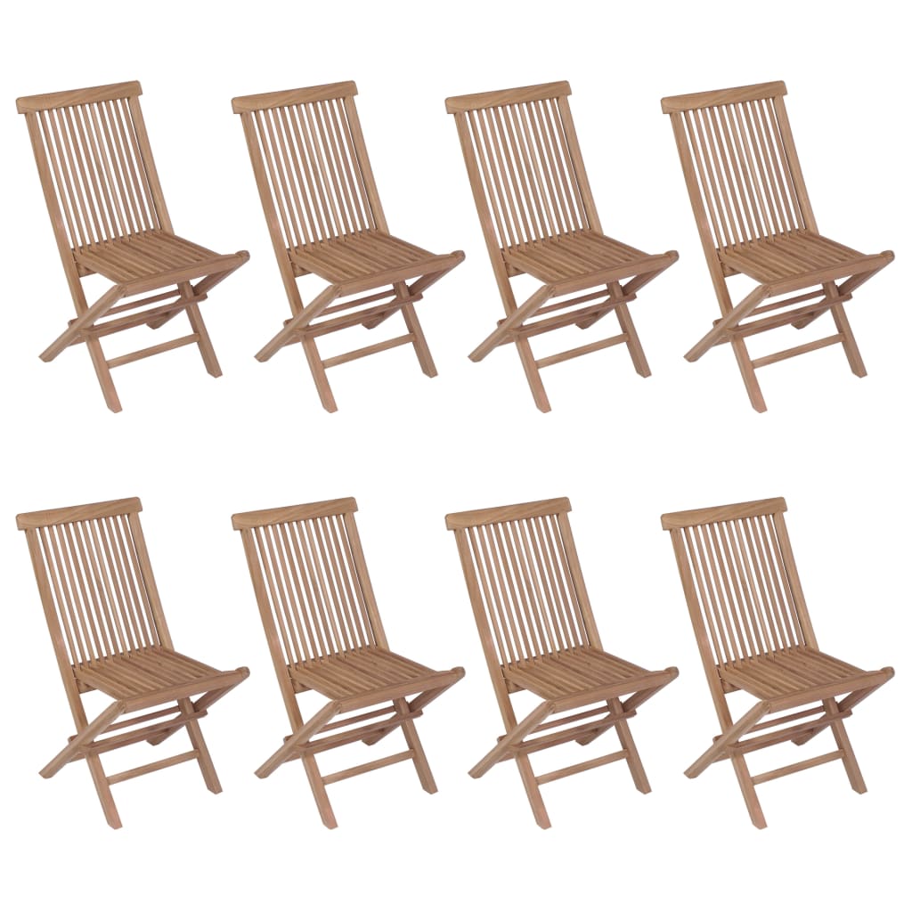 vidaXL Set mobilier exterior cu scaune pliabile, 9 piese, lemn de tec