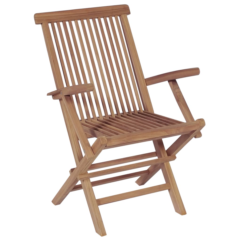 vidaXL Set mobilier exterior cu scaune pliabile, 9 piese, lemn de tec