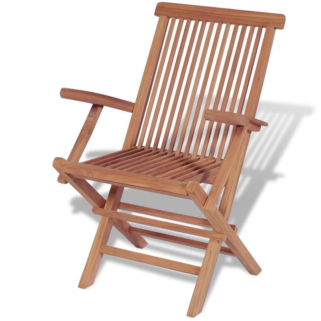 vidaXL Set mobilier exterior cu scaune pliabile, 11 piese, lemn de tec