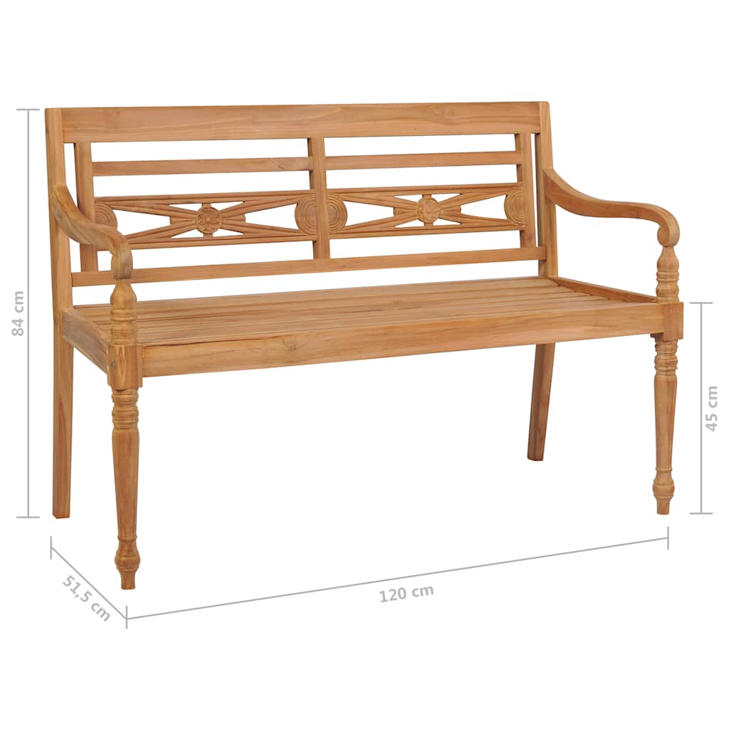 vidaXL Bancă Batavia, 120 cm, lemn de tec vidaXL Bancă Batavia, 120 cm, lemn de tec