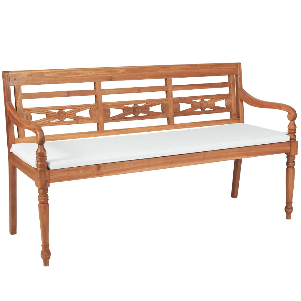 vidaXL Bancă Batavia cu perne, 150 cm, lemn de tec vidaXL Bancă Batavia cu perne, 150 cm, lemn de tec