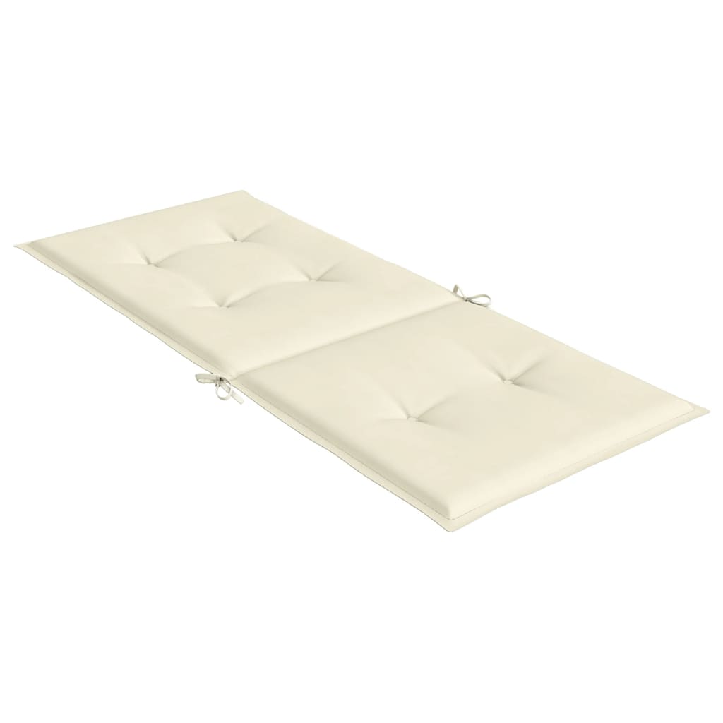 vidaXL Perne scaun cu spătar înalt, 2 buc., crem, 120x50x3 cm, textil