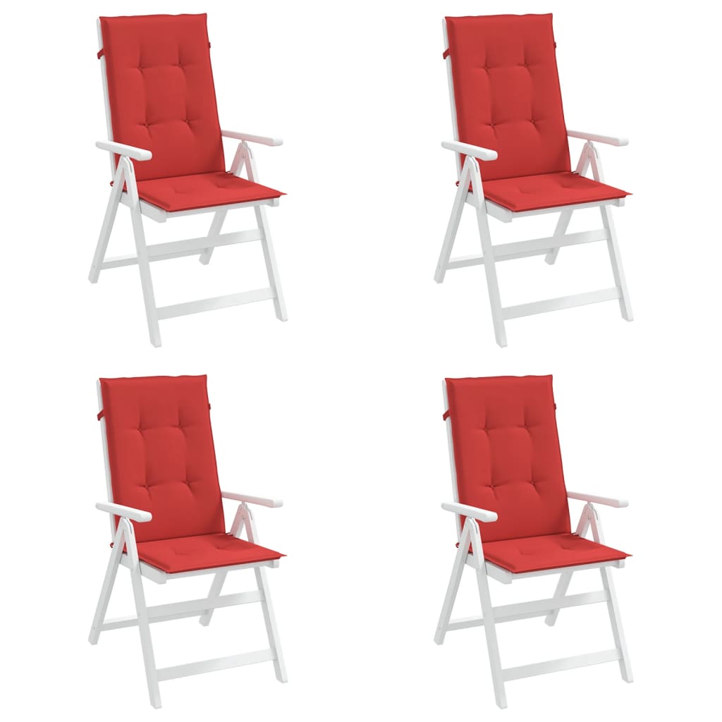 vidaXL Perne scaun cu spătar înalt, 4 buc., roșu, 120x50x3 cm, textil vidaXL Perne scaun cu spătar înalt, 4 buc., roșu, 120x50x3 cm, textil