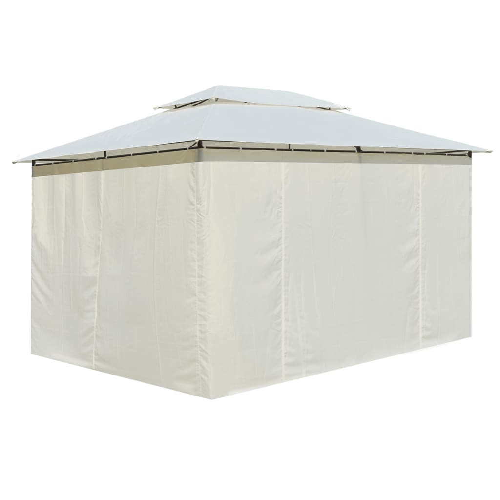 vidaXL Cort de grădină cu perdele 4 x 3 m, alb