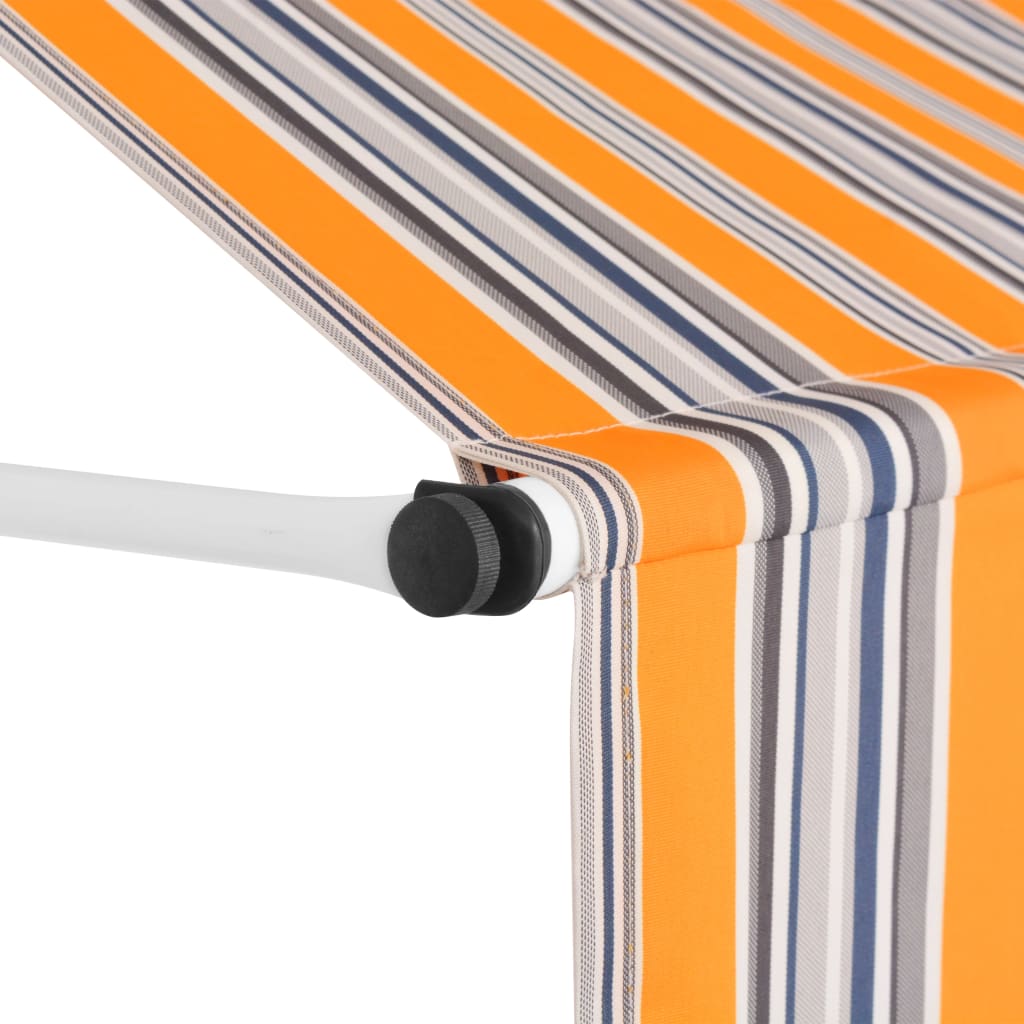 vidaXL Copertină retractabilă manual, dungi galben și albastru, 200 cm vidaXL Copertină retractabilă manual, dungi galben și albastru, 200 cm