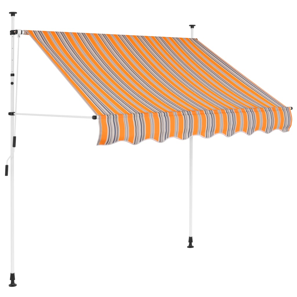 vidaXL Copertină retractabilă manual, dungi galben și albastru, 200 cm vidaXL Copertină retractabilă manual, dungi galben și albastru, 200 cm
