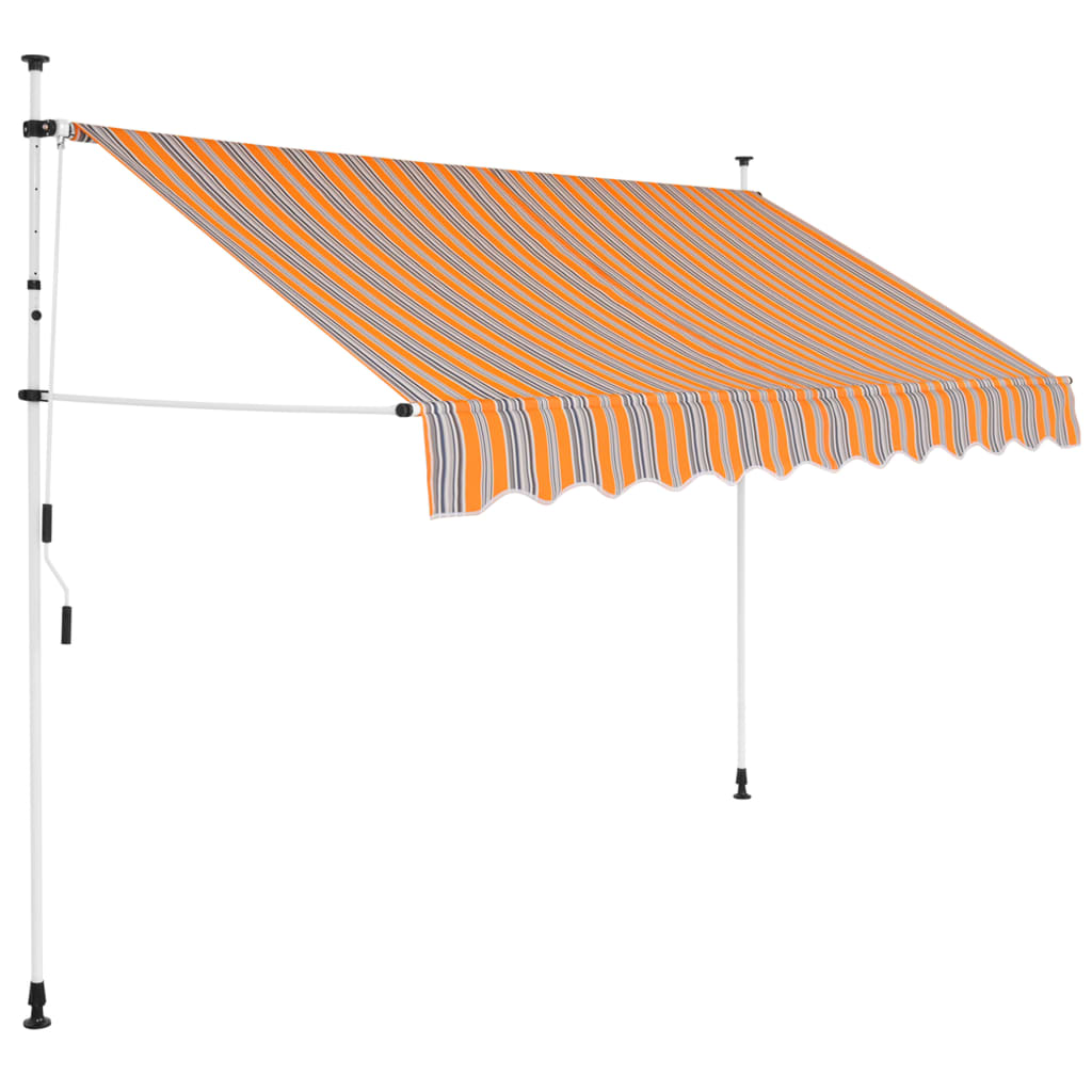 vidaXL Copertină retractabilă manual, dungi galben și albastru, 300 cm vidaXL Copertină retractabilă manual, dungi galben și albastru, 300 cm
