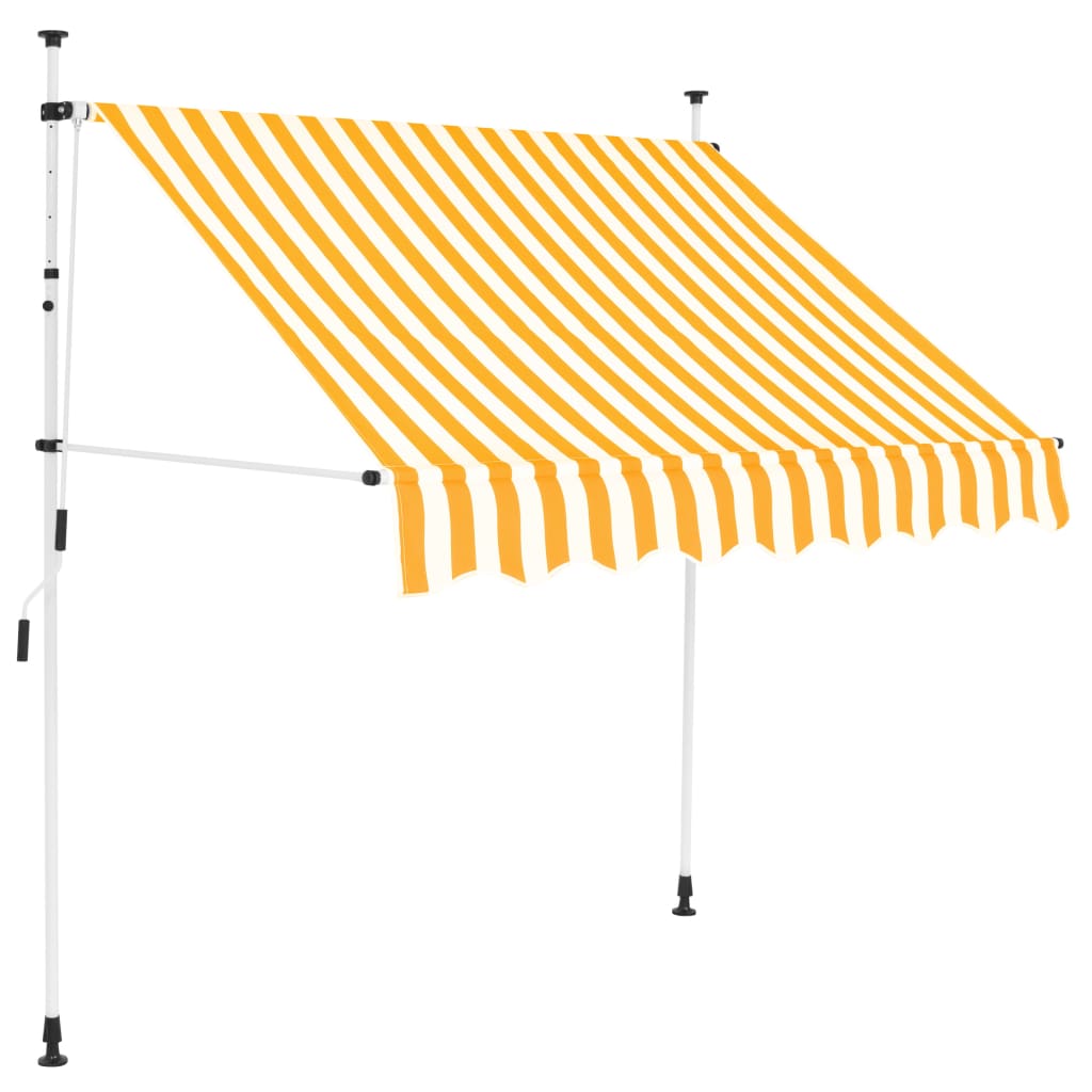 vidaXL Copertină retractabilă manual, portocaliu și alb, 200cm, dungi vidaXL Copertină retractabilă manual, portocaliu și alb, 200cm, dungi
