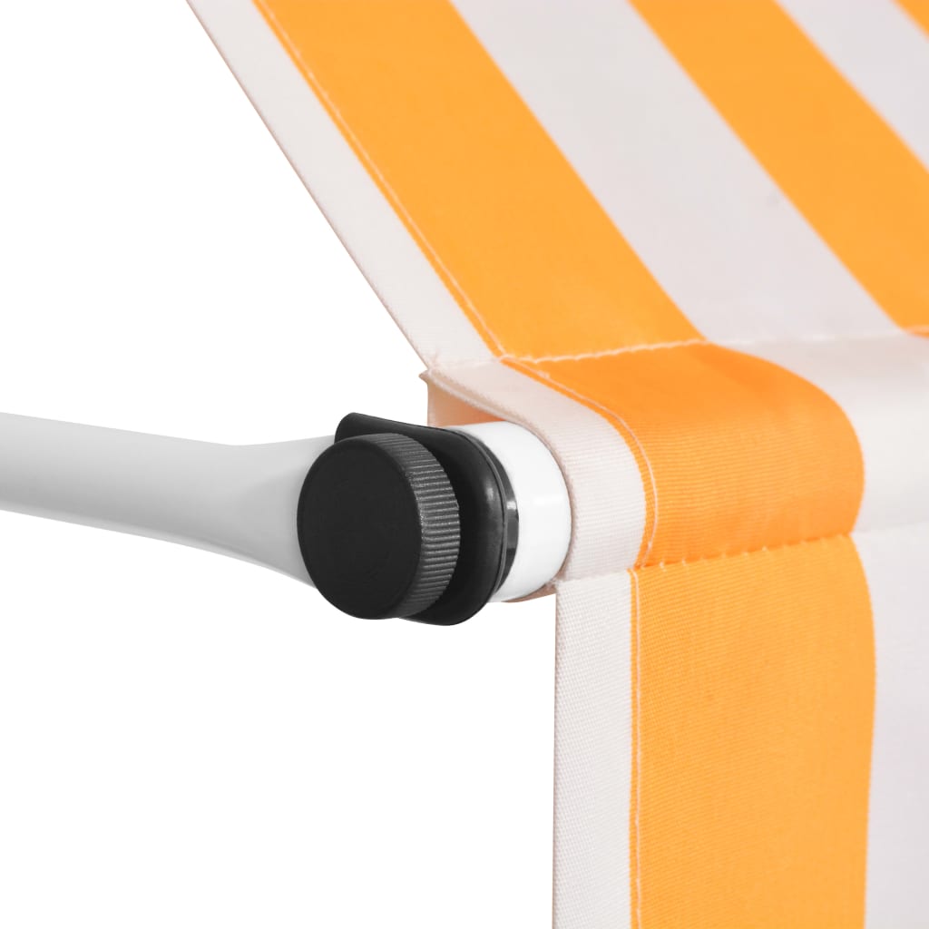 vidaXL Copertină retractabilă manual, portocaliu și alb, 300 cm, dungi vidaXL Copertină retractabilă manual, portocaliu și alb, 300 cm, dungi