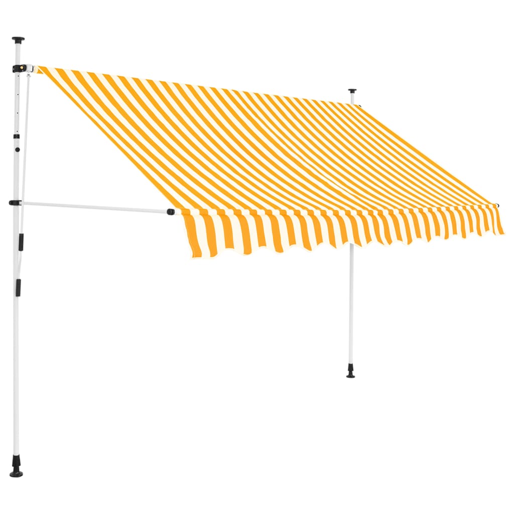 vidaXL Copertină retractabilă manual, portocaliu și alb, 300 cm, dungi vidaXL Copertină retractabilă manual, portocaliu și alb, 300 cm, dungi
