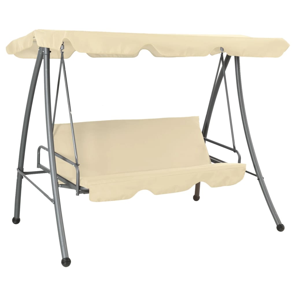 vidaXL Balansoar de exterior cu copertină, alb nisipiu vidaXL Balansoar de exterior cu copertină, alb nisipiu