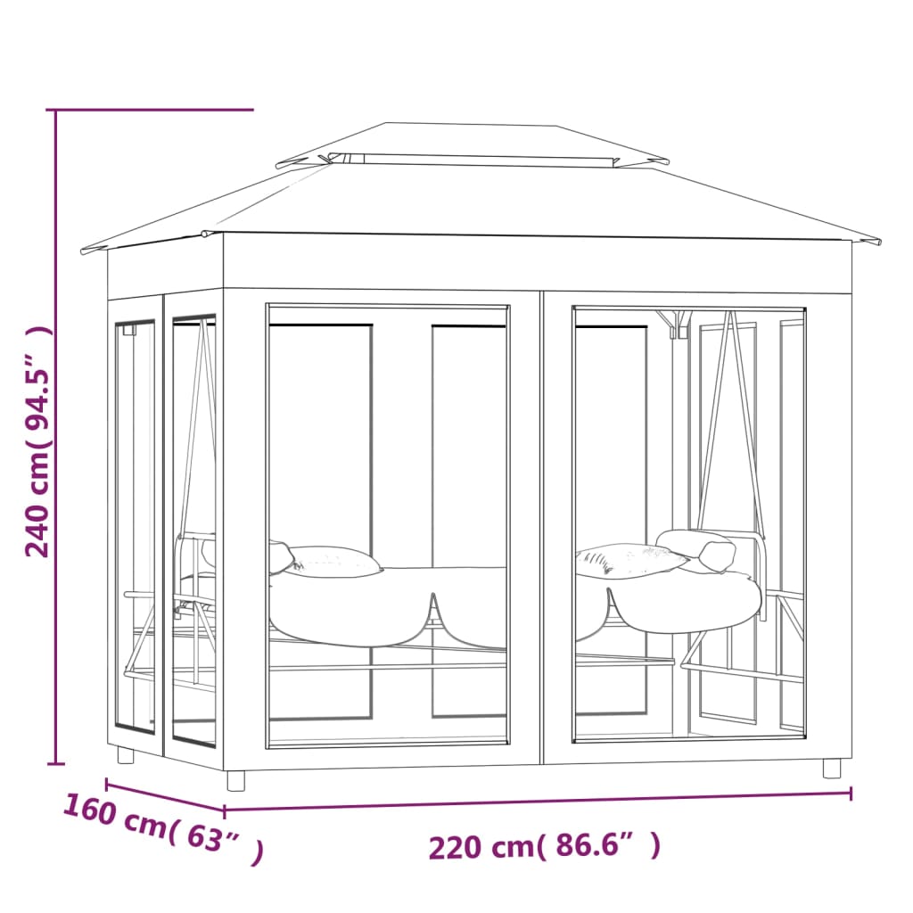 vidaXL Balansoar extensibil cu pavilion, alb crem vidaXL Balansoar extensibil cu pavilion, alb crem
