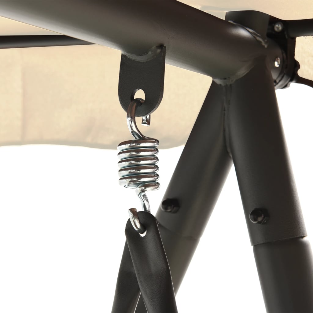 vidaXL Balansoar de exterior extensibil cu copertină, alb nisipiu vidaXL Balansoar de exterior extensibil cu copertină, alb nisipiu