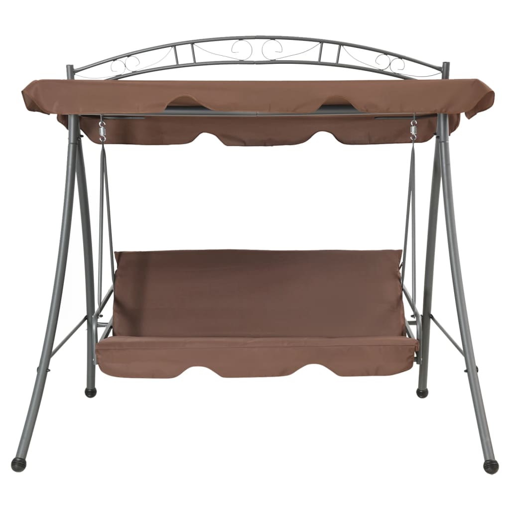 vidaXL Balansoar de exterior extensibil cu copertină, cafeniu vidaXL Balansoar de exterior extensibil cu copertină, cafeniu