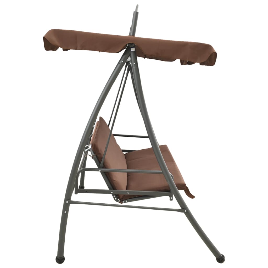 vidaXL Balansoar de exterior extensibil cu copertină, cafeniu vidaXL Balansoar de exterior extensibil cu copertină, cafeniu