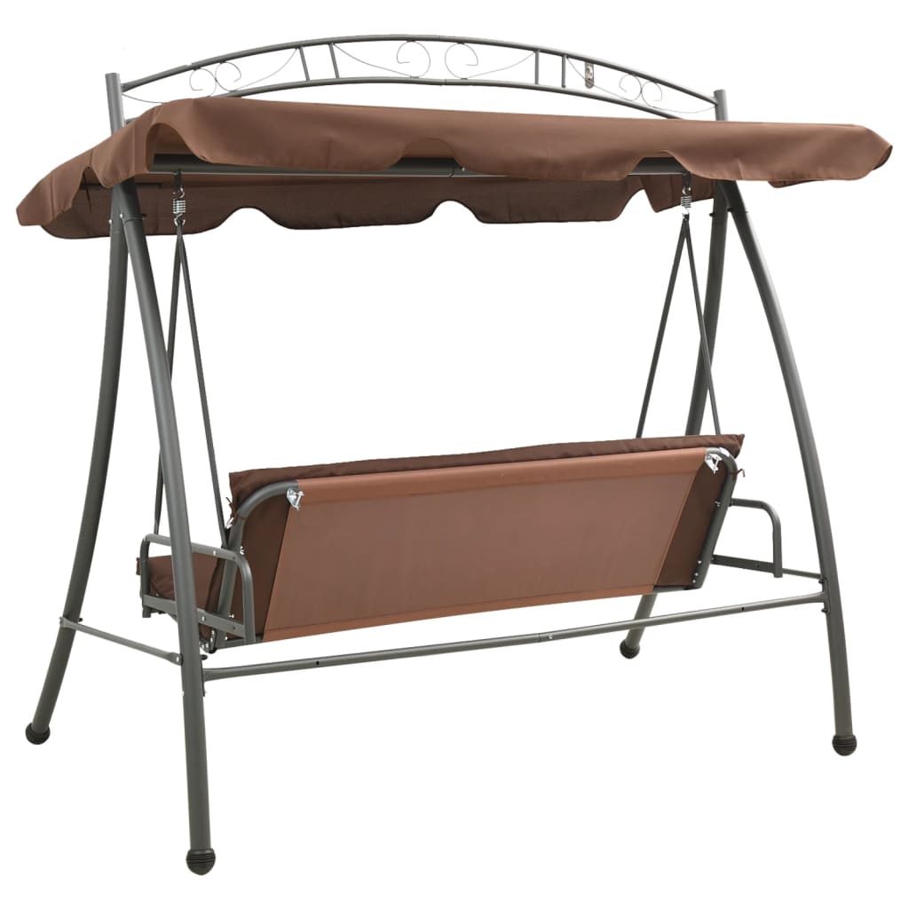 vidaXL Balansoar de exterior extensibil cu copertină, cafeniu vidaXL Balansoar de exterior extensibil cu copertină, cafeniu