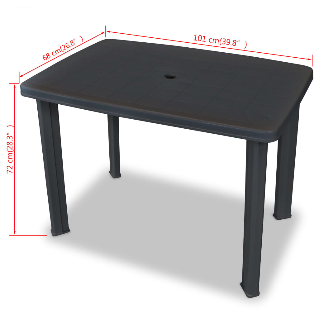 vidaXL Masă de grădină, antracit, 101 x 68 x 72 cm, plastic vidaXL Masă de grădină, antracit, 101 x 68 x 72 cm, plastic