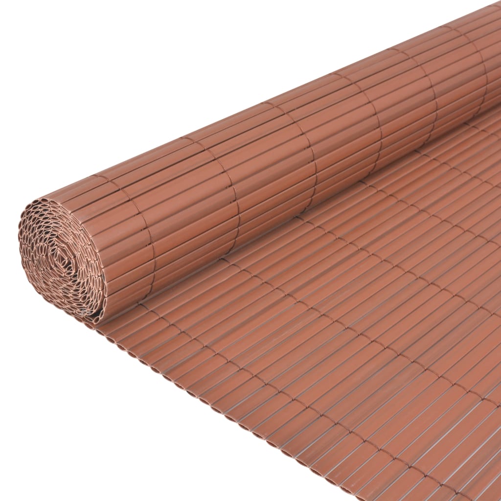 vidaXL Gard de grădină cu două fețe, maro, 90 x 300 cm, PVC