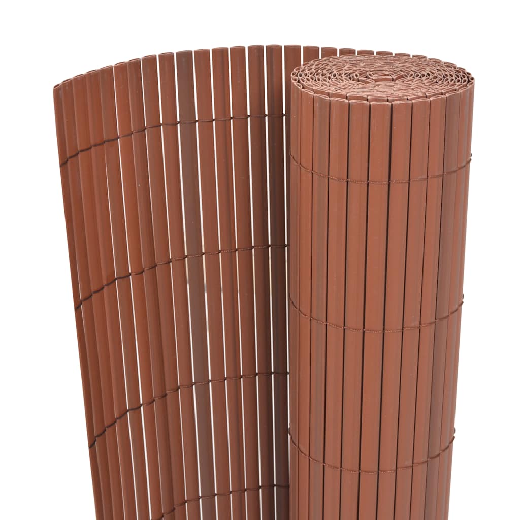 vidaXL Gard de grădină cu două fețe, maro, 90 x 500 cm, PVC