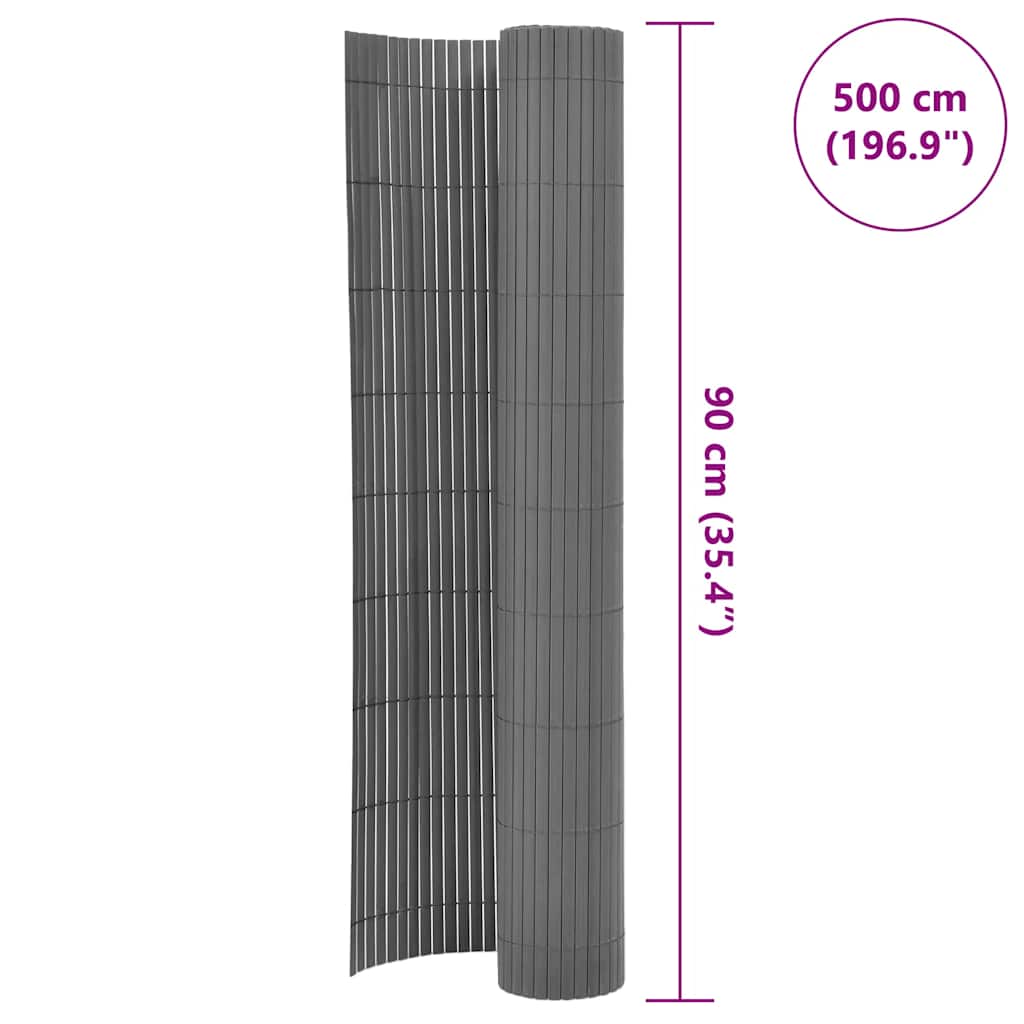 vidaXL Gard pentru grădină cu două fețe, gri, 90 x 500 cm, PVC