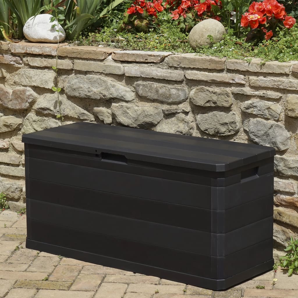 vidaXL Ladă de depozitare pentru grădină, negru, 117 x 45 x 56 cm vidaXL Ladă de depozitare pentru grădină, negru, 117 x 45 x 56 cm