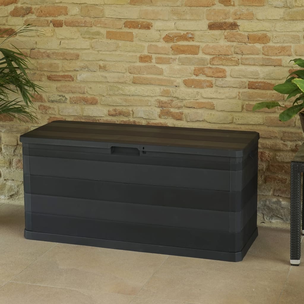 vidaXL Ladă de depozitare pentru grădină, negru, 117 x 45 x 56 cm vidaXL Ladă de depozitare pentru grădină, negru, 117 x 45 x 56 cm