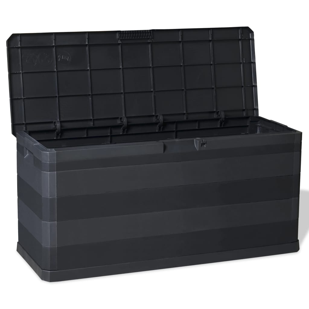 vidaXL Ladă de depozitare pentru grădină, negru, 117 x 45 x 56 cm vidaXL Ladă de depozitare pentru grădină, negru, 117 x 45 x 56 cm