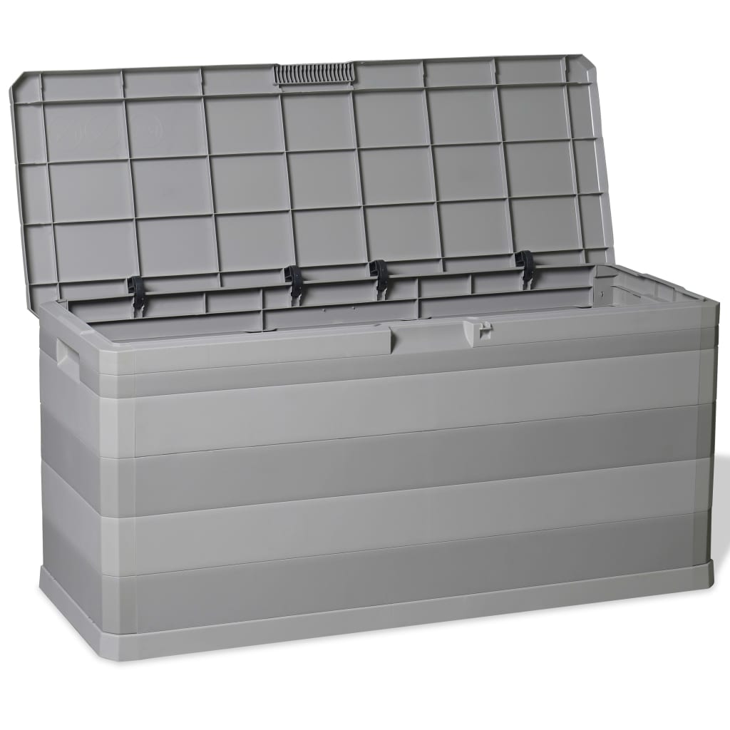 vidaXL Ladă de depozitare pentru grădină, gri, 117 x 45 x 56 cm vidaXL Ladă de depozitare pentru grădină, gri, 117 x 45 x 56 cm