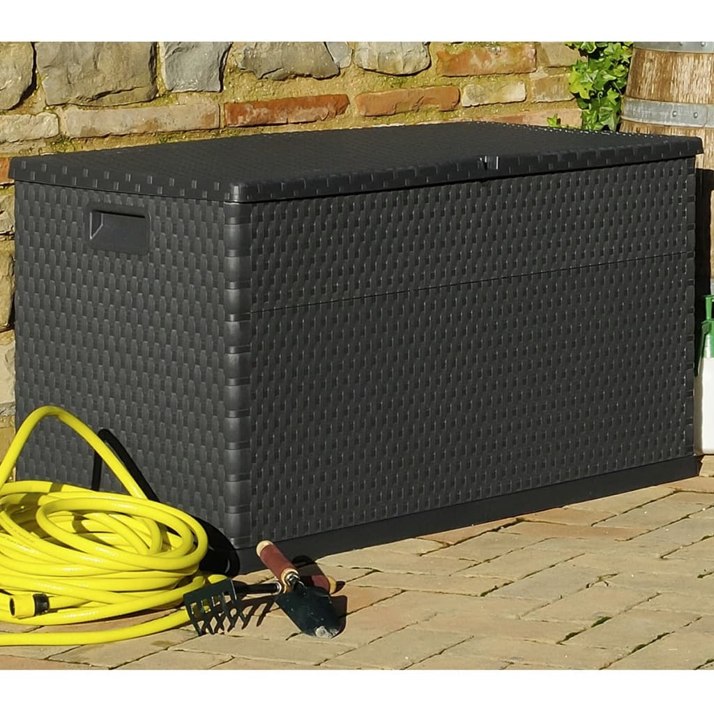 vidaXL Cutie depozitare pentru grădină antracit 120x56x63 cm PP ratan vidaXL Cutie depozitare pentru grădină antracit 120x56x63 cm PP ratan