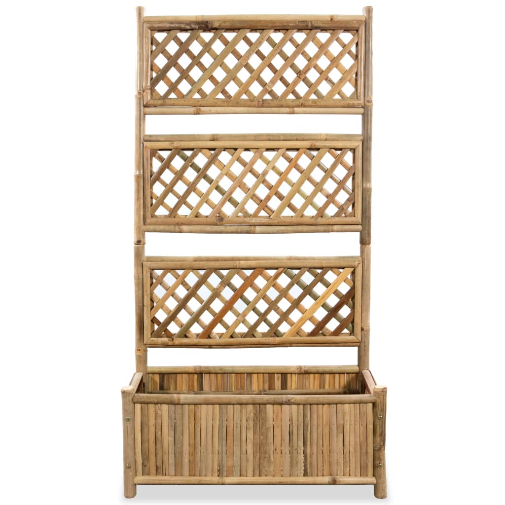vidaXL Strat înălțat de grădină cu spalier din bambus, 70 cm
