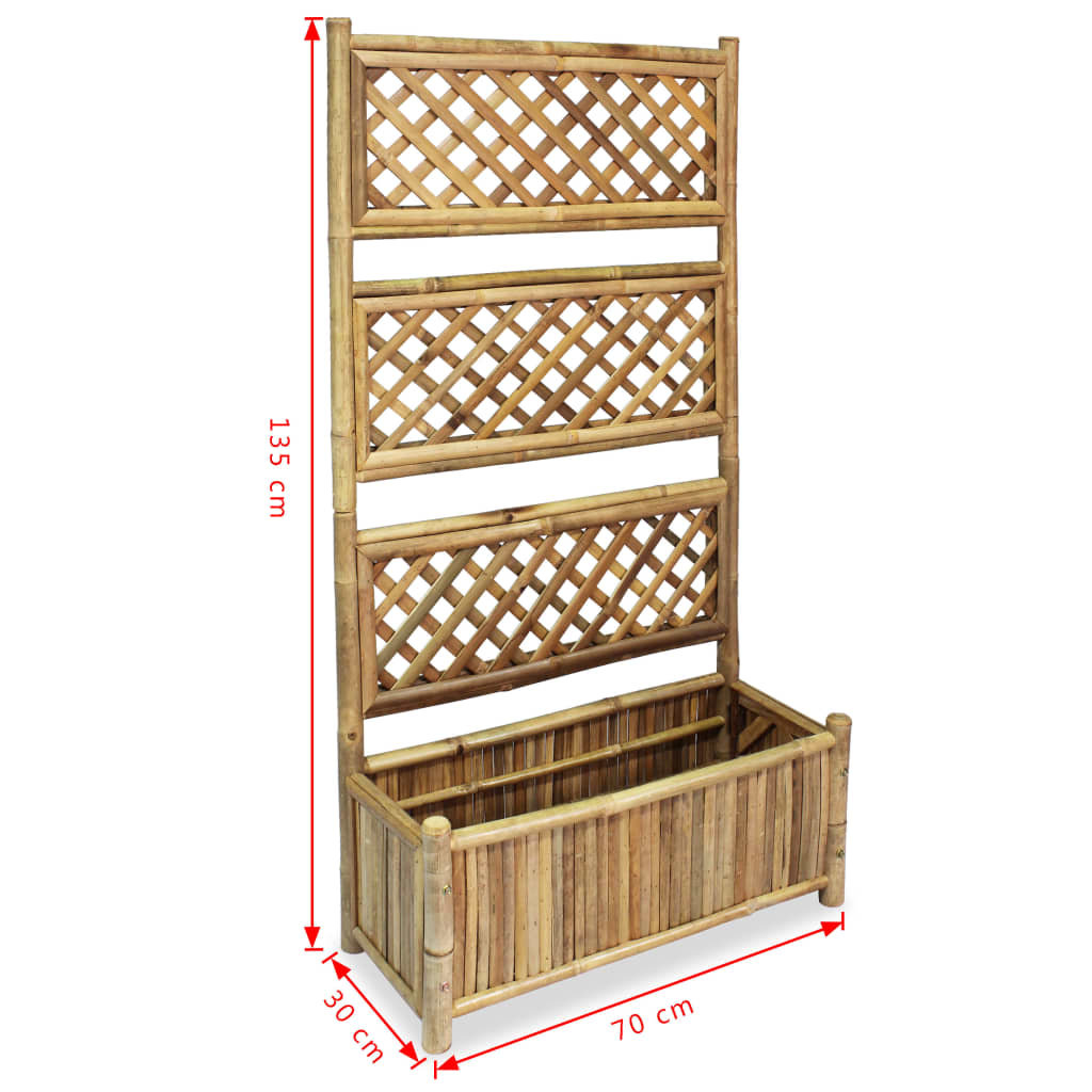 vidaXL Strat înălțat de grădină cu spalier din bambus, 70 cm