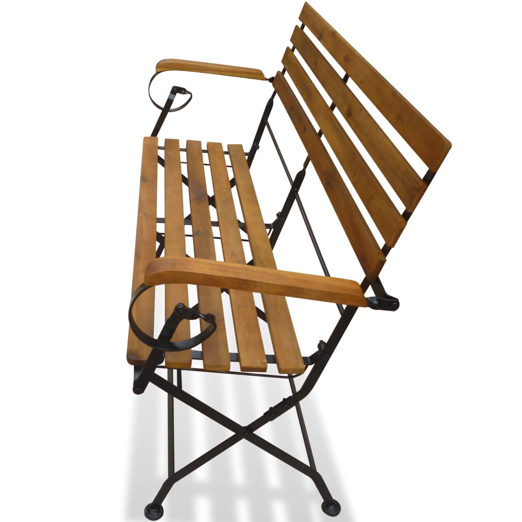 vidaXL Bancă de grădină pliabilă, 112 cm, lemn masiv de acacia