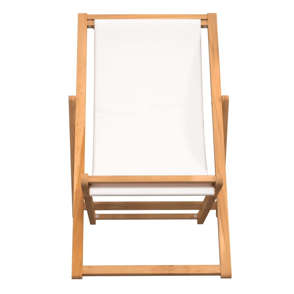 vidaXL Scaun de exterior, crem, 56 x 105 x 96 cm, lemn de tec