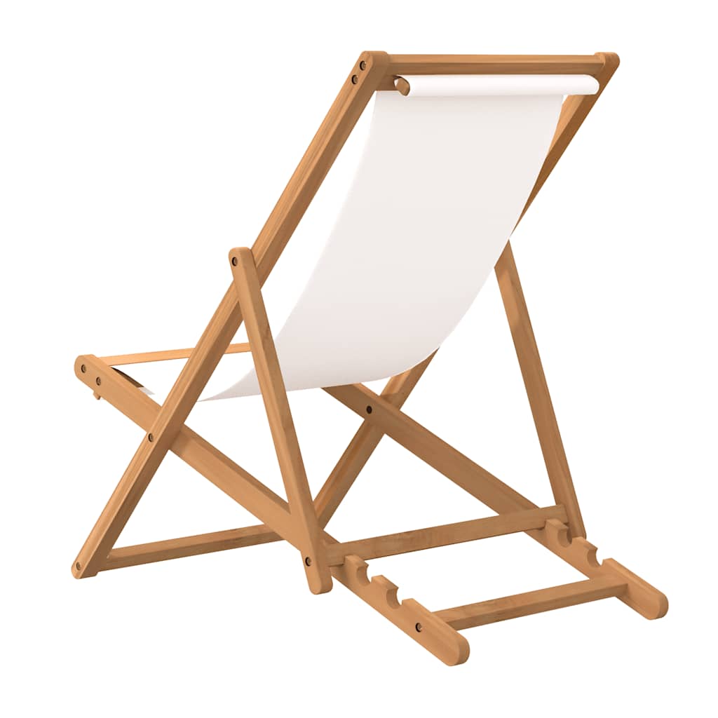 vidaXL Scaun de exterior, crem, 56 x 105 x 96 cm, lemn de tec