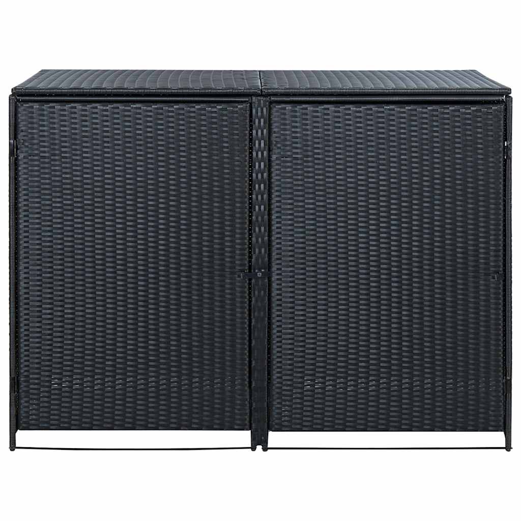 vidaXL Magazie dublă pentru pubele, poliratan, negru, 148x80x111 cm vidaXL Magazie dublă pentru pubele, poliratan, negru, 148x80x111 cm
