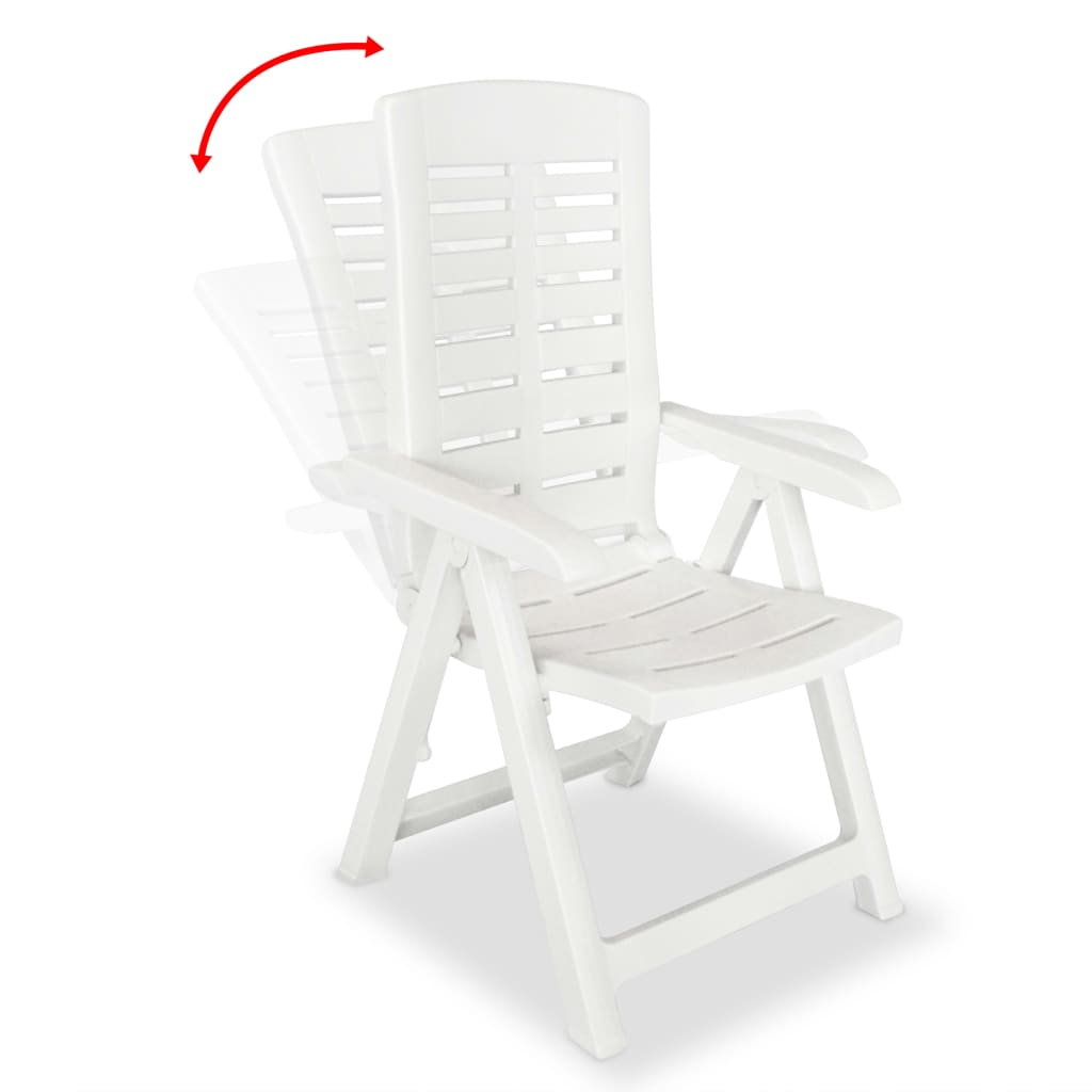 vidaXL Scaune de grădină rabatabile, 2 buc., alb, plastic vidaXL Scaune de grădină rabatabile, 2 buc., alb, plastic