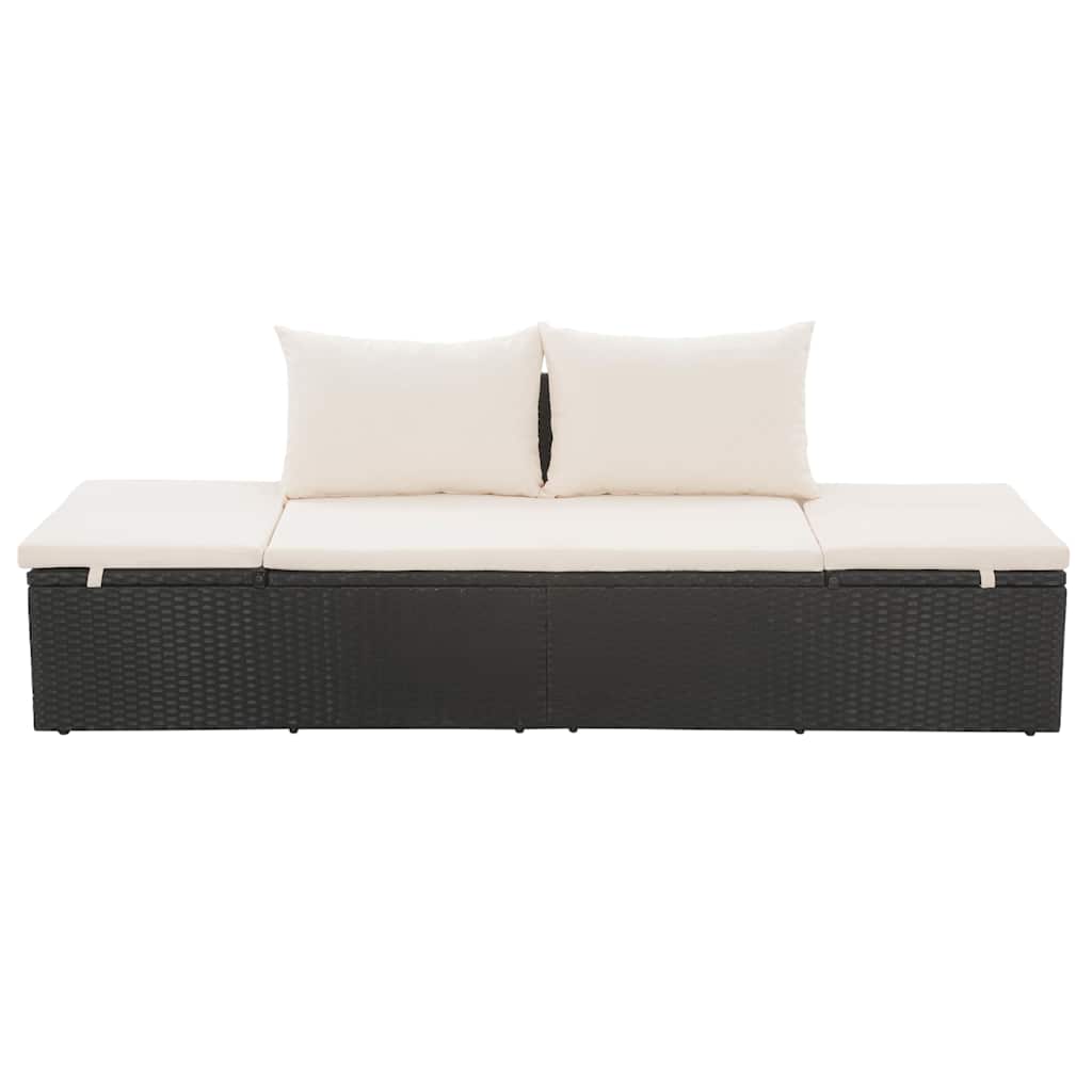 vidaXL Pat de grădină, negru, 195 x 60 cm, poliratan vidaXL Pat de grădină, negru, 195 x 60 cm, poliratan
