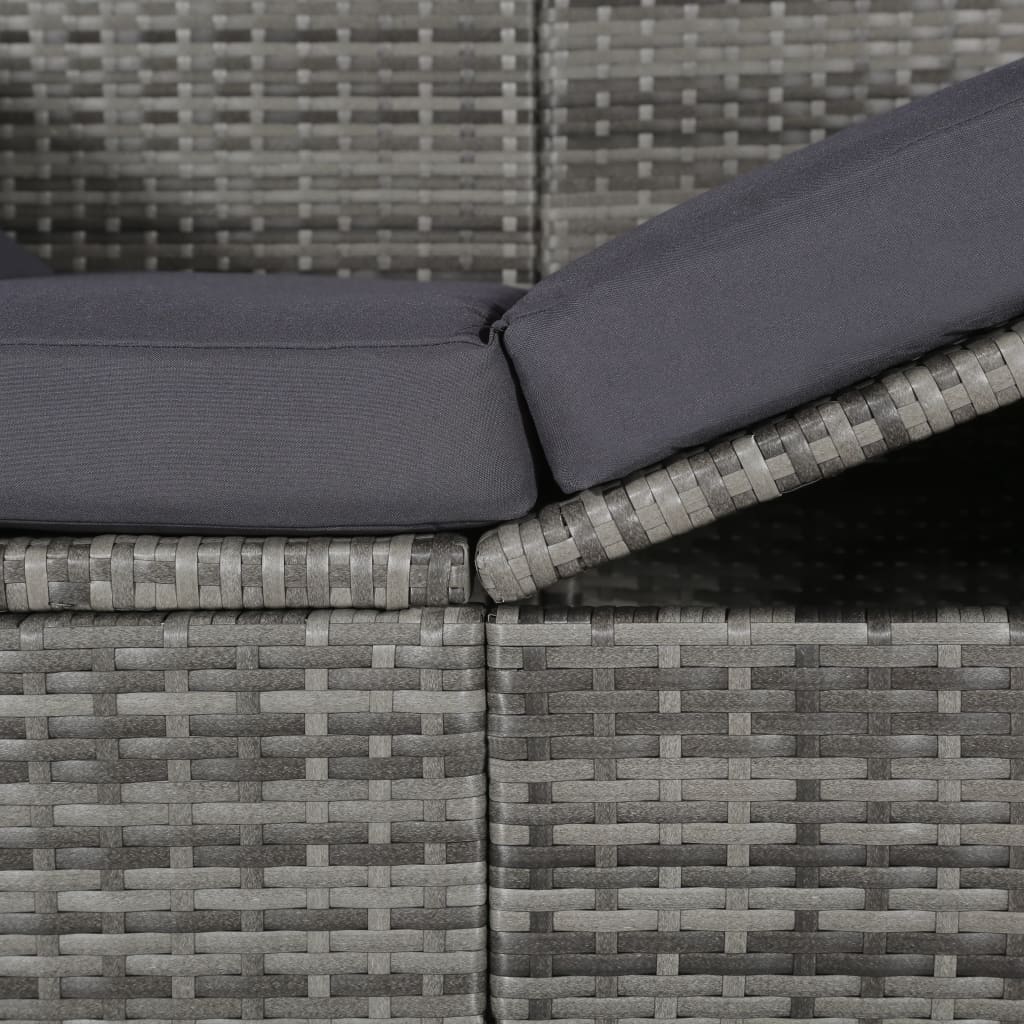 vidaXL Pat de grădină cu baldachin, gri, 205 x 62 cm, poliratan vidaXL Pat de grădină cu baldachin, gri, 205 x 62 cm, poliratan