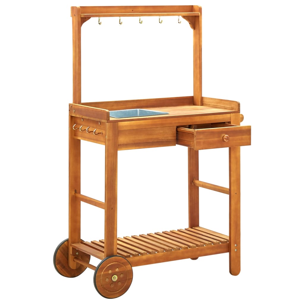 vidaXL Cărucior bucătărie grădină, 92x43,5x141,5 cm, lemn de acacia vidaXL Cărucior bucătărie grădină, 92x43,5x141,5 cm, lemn de acacia