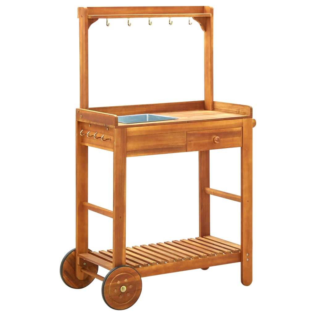 vidaXL Cărucior bucătărie grădină, 92x43,5x141,5 cm, lemn de acacia vidaXL Cărucior bucătărie grădină, 92x43,5x141,5 cm, lemn de acacia