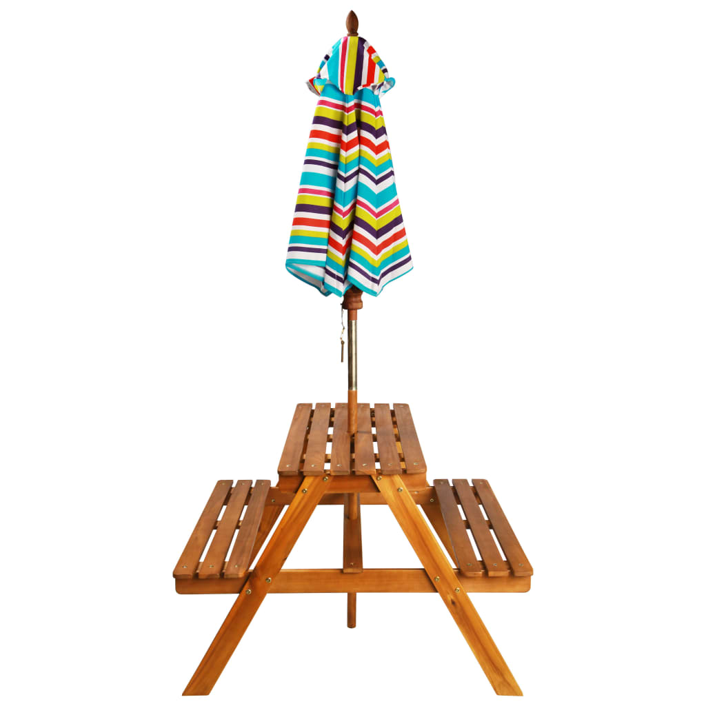 vidaXL Masă picnic pentru copii cu umbrelă, 79x90x60 cm, lemn acacia vidaXL Masă picnic pentru copii cu umbrelă, 79x90x60 cm, lemn acacia