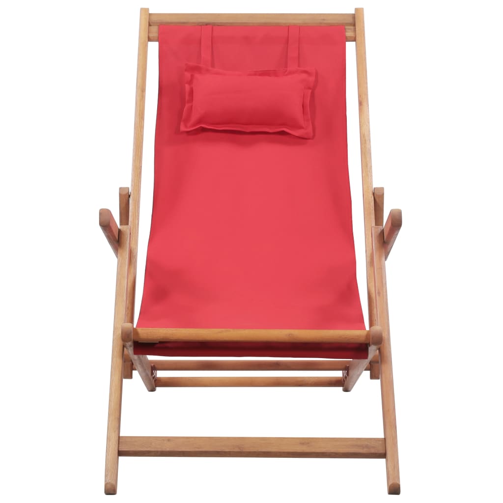 vidaXL Scaun de plajă pliabil, roșu, textil și cadru din lemn vidaXL Scaun de plajă pliabil, roșu, textil și cadru din lemn